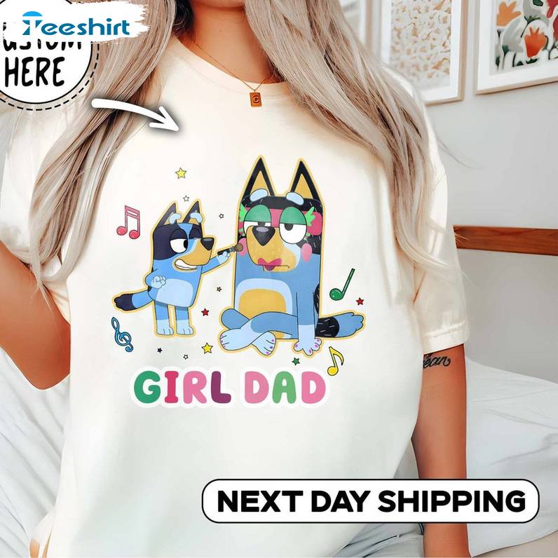 New Rare Girl Dad Shirt, Unique Blue Dog Family Sweatshirt Unisex Hoodie