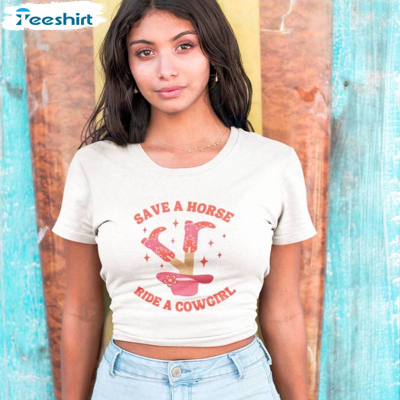 Must Have Save A Horse Ride A Cowgirl Shirt, Lesbian Western Tank Top Sweater