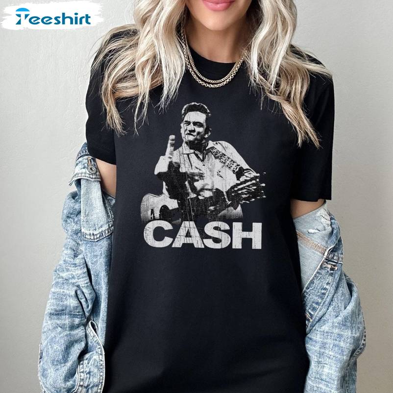 Neutral 1980s Rock Unisex Hoodie, Trendy Johnny Cash Shirt Tank Top