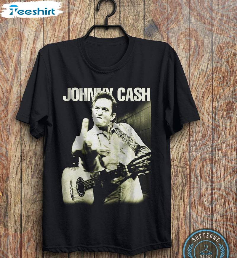 Johnny Cash Must Have Shirt, Comfort Middle Finger Concert T Shirt Short Sleeve