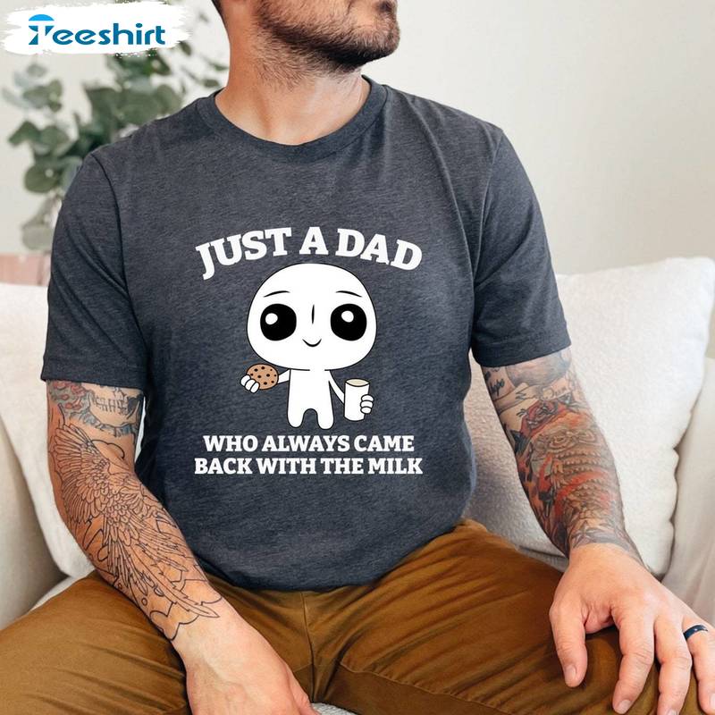 Groovy Just A Dad Who Always Came Back With The Milk Shirt, Funny Fathers Day Crewneck Sweater