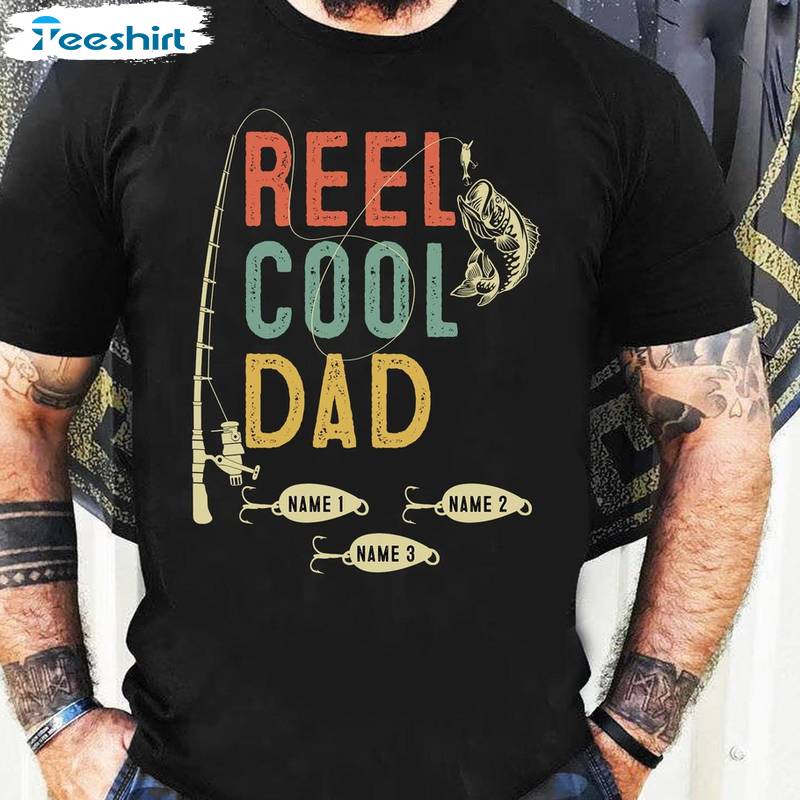 Fishing Father And Kids Short Sleeve , Vintage Reel Cool Dad Shirt Sweater