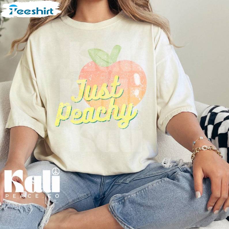 Retro Summer Unisex Hoodie , New Rare Just Peachy Shirt Short Sleeve