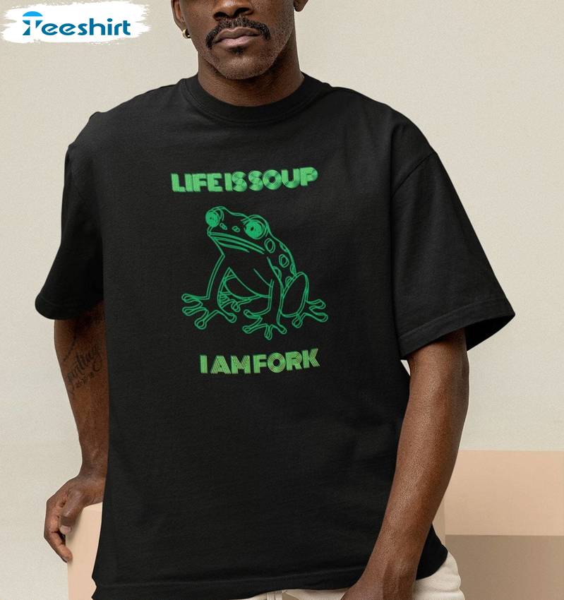 Modern Life Is Soup I Am Fork Frog Shirt, Retro Meme Crewneck Long Sleeve