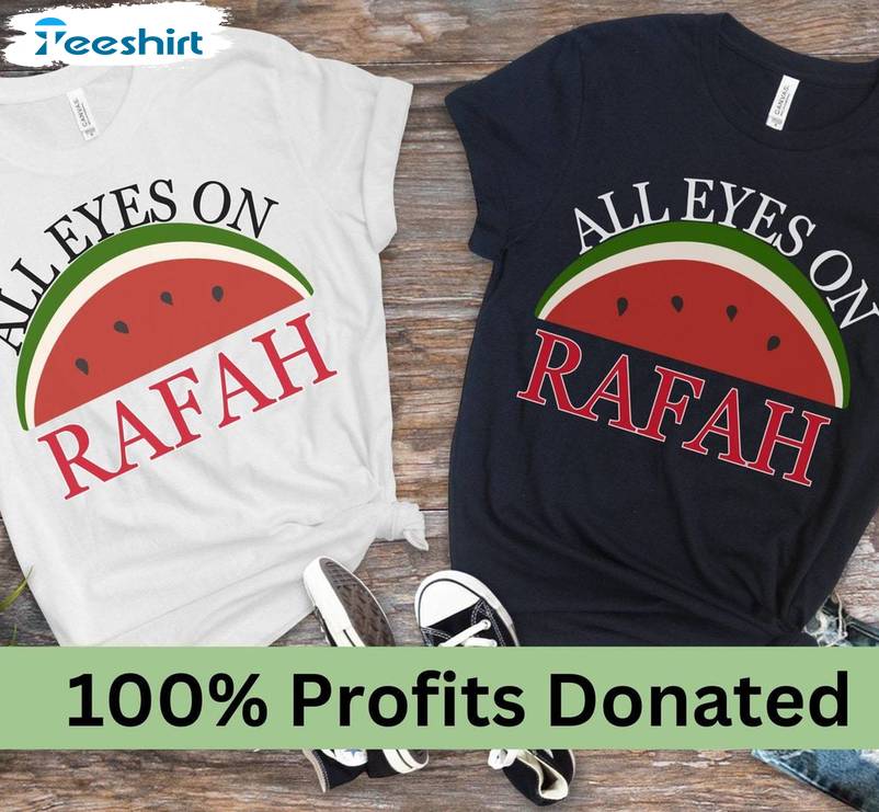 Limited Watermelon Sweatshirt , Cool Design All Eyes On Rafah Shirt Long Sleeve