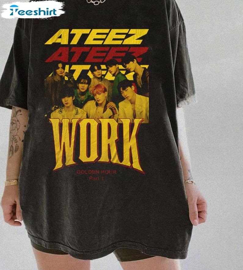 Ateez Work Must Have T Shirt, New Rare Ateez World Tour Shirt Short Sleeve