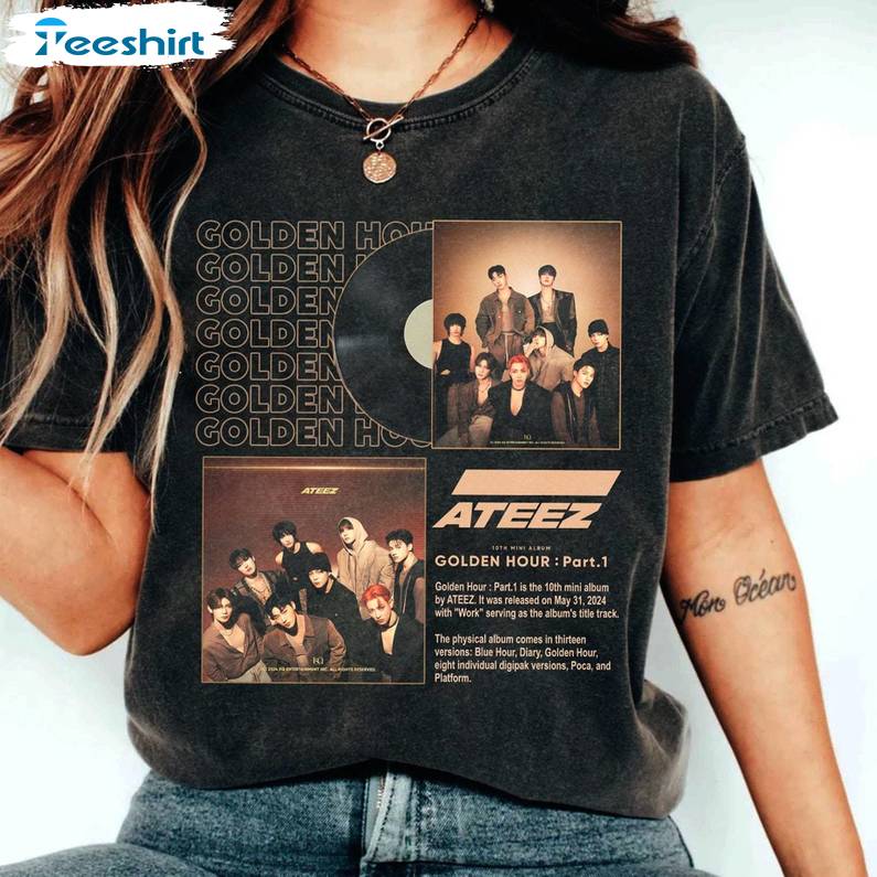 Limited Ateez World Tour Shirt , Golden Hour Part 1 Album Sweatshirt Tee Tops