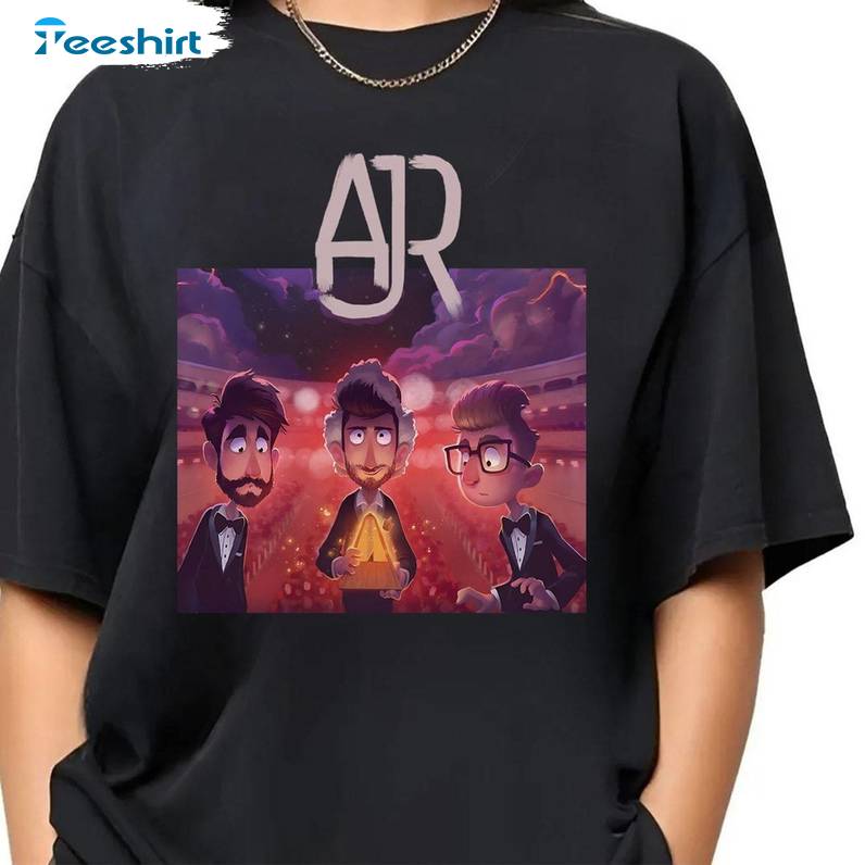 Groovy Ajr Band Shirt, Trendy Ajr Chibi Members Short Sleeve Crewneck