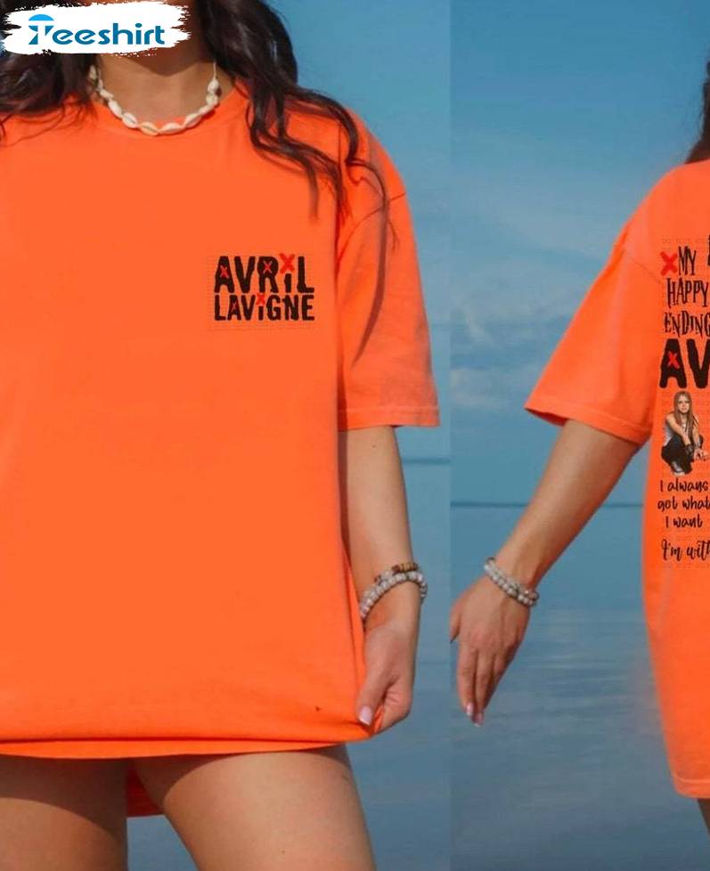 Limited Avril Lavigne Shirt, Groovy Avril Lavigne Song Title Crewneck Tee Tops