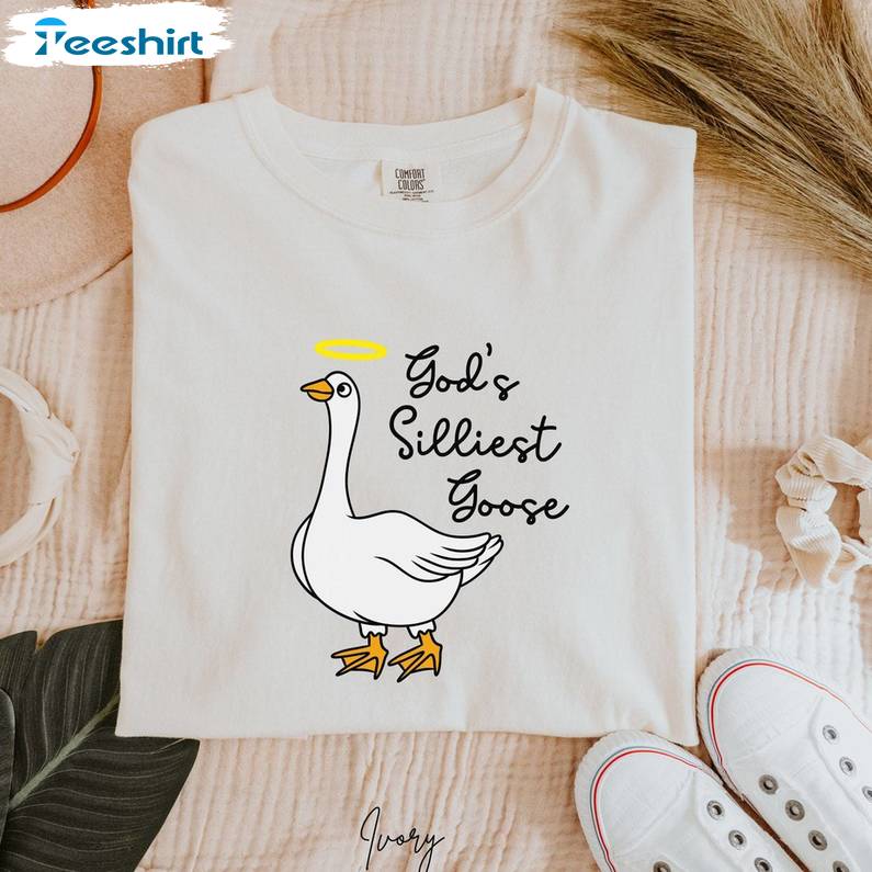 Comfort God's Silliest Goose T-shirt, Christian Inspired Tee Tops Crewneck