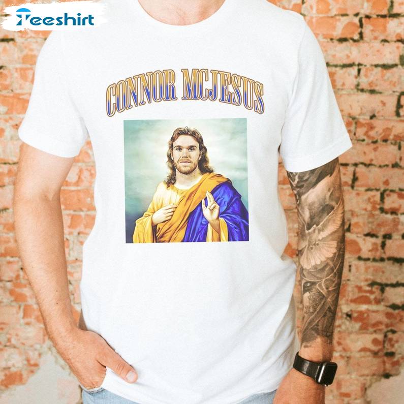 Retro McJesus Shirt,Cool Design Mcdavid Connor Crewneck Long Sleeve