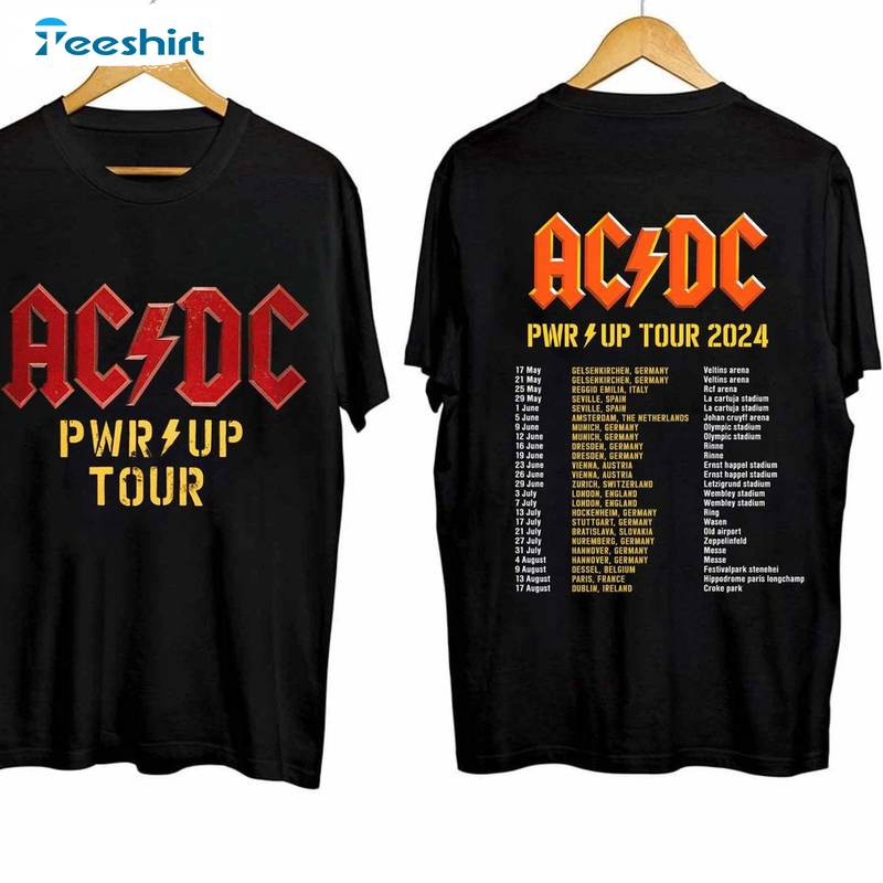 Groovy Acdc Band Shirt, Comfort World Tour 2024 Short Sleeve Crewneck