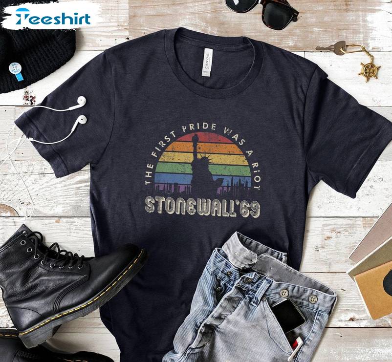 Rainbow Pride T Shirt, Comfort The First Pride Was A Riot Shirt Crewneck