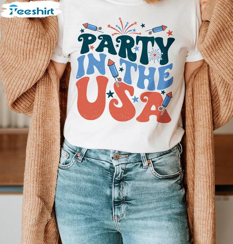 Comfort Party In The Usa Shirt, Limited Happy 4th Of July Crewneck Long Sleeve