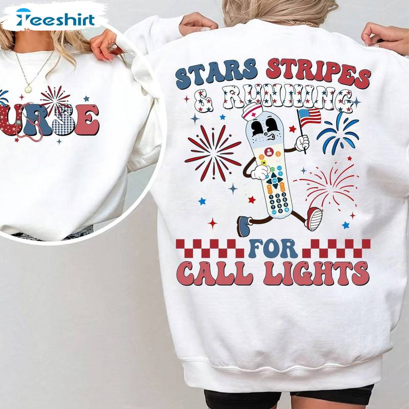 Comfort Star Triple And Running For Wall Lights Shirt, Nurse 4th Of July Crewneck Long Sleeve