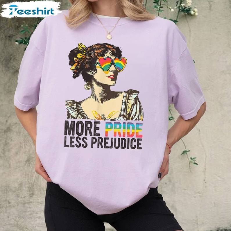 More Pride Less Prejudice New Rare Shirt , Must Have Pride Month T Shirt Unisex Hoodie