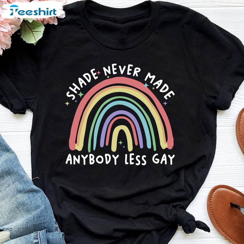 Lgbt Support Short Sleeve , Groovy Shade Never Made Anybody Less Gay Shirt Tank Top