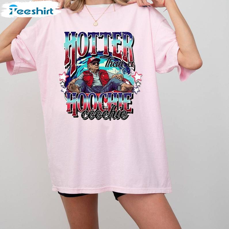 Summer Vibe Trump 2024 Short Sleeve , Funny Hotter Than A Hoochie Coochie Shirt Tank Top