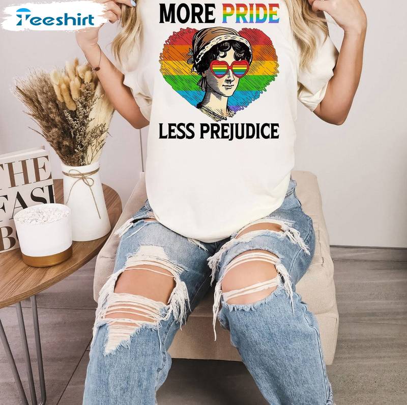 Pride Month Groovy Unisex Hoodie, More Pride Less Prejudice Shirt Long Sleeve