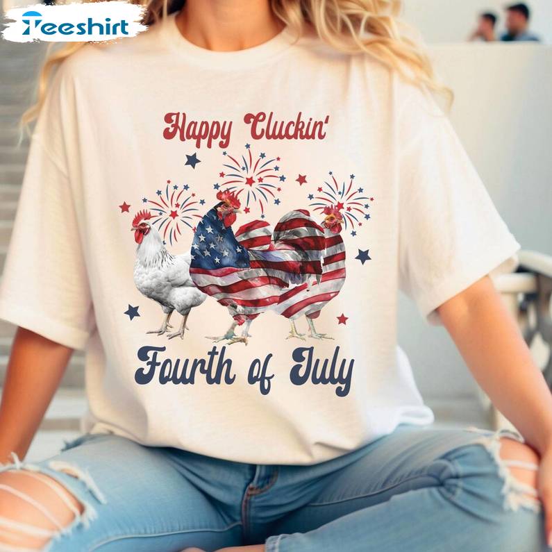 American Flag T Shirt, New Rare Chicken 4th Of July Shirt Long Sleeve