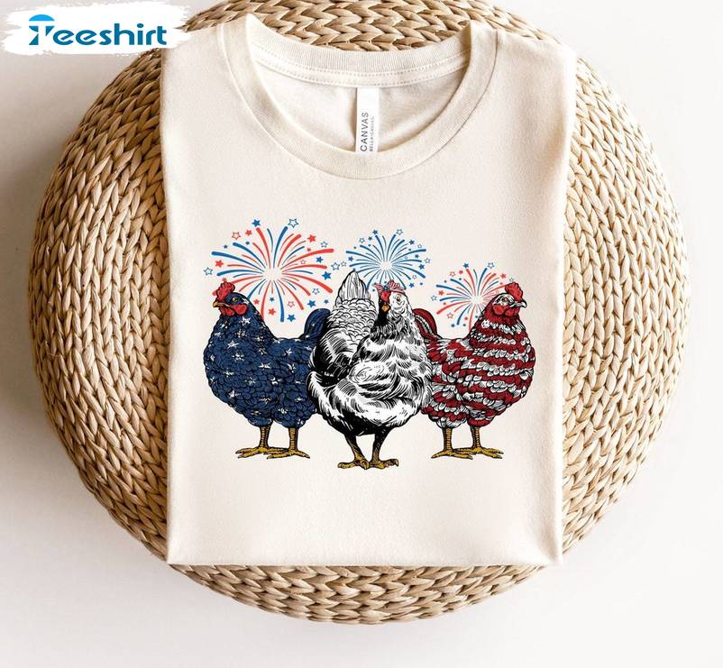 Trendy Patriotic Mom Short Sleeve , Comfort Chicken 4th Of July Shirt Long Sleeve