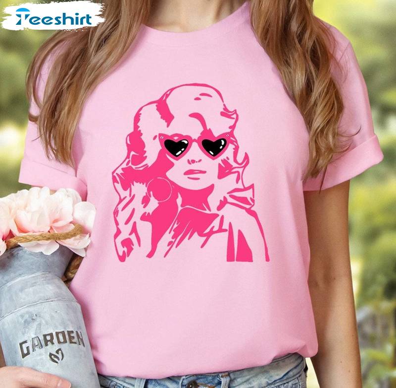 Dolly Hearts Sunglasses Unisex Hoodie, Comfort Dolly Parton Shirt Long Sleeve