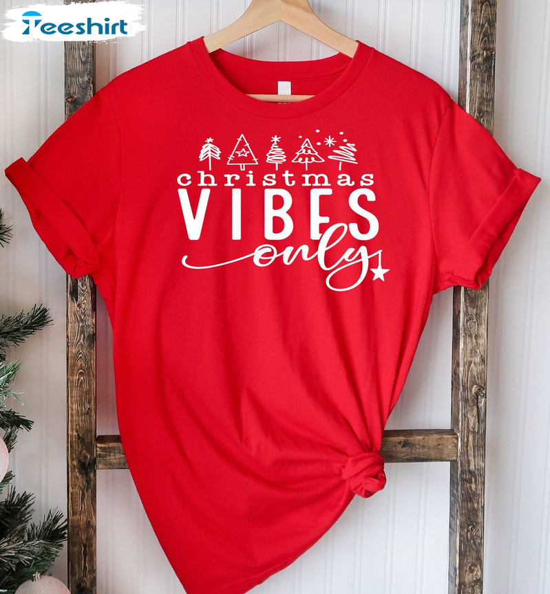 Christmas Vibes Only Shirt - Funny Christmas Matching Short Sleeve Tee Tops For Family