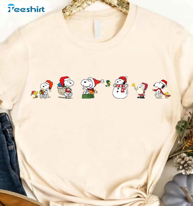 Snoopy Peanuts Christmas Shirt - Christmas Vintage Short Sleeve Tee Tops