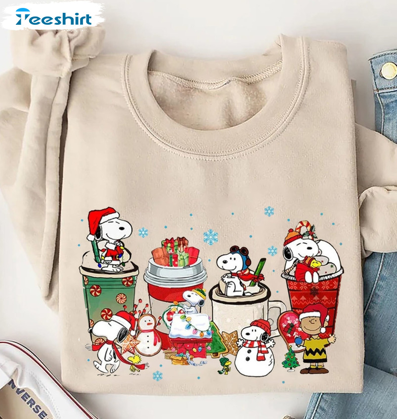 Snoopy Christmas Sweatshirt - Snoopy Dog Coffee Unisex T-shirt Sweater