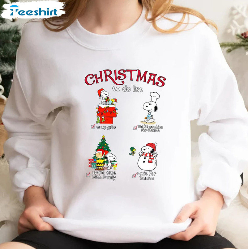 Snoopy Christmas Unisex Sweatshirt - Christmas To Do List Long Sleeve Sweater