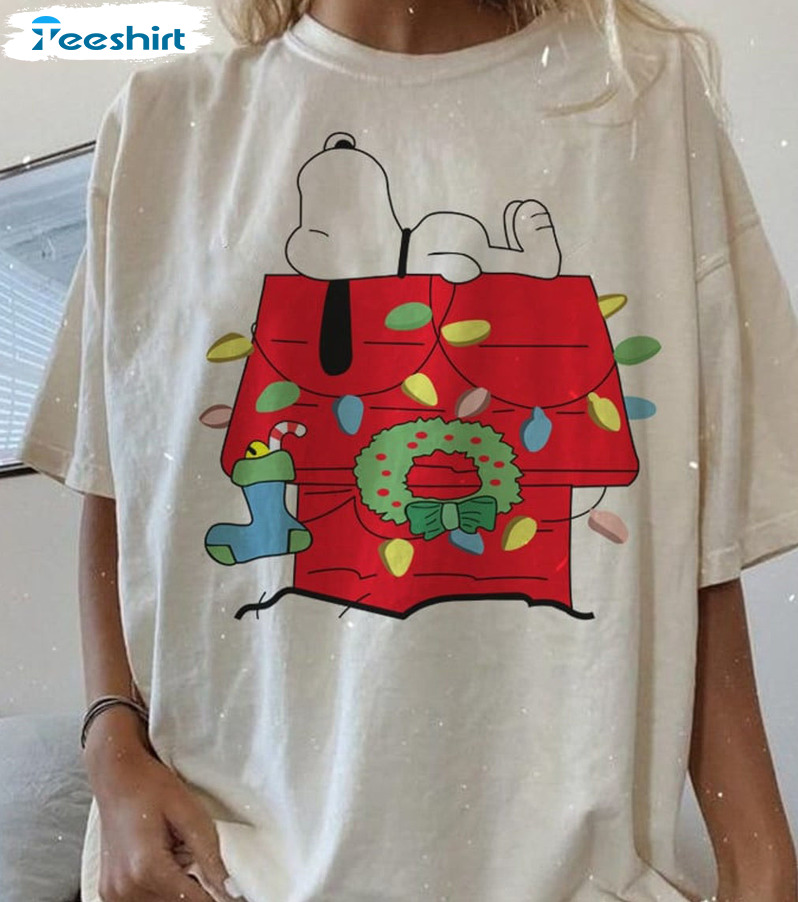 Snoopy Dog Christmas Shirt - Charlie Brown Short Sleeve Crewneck