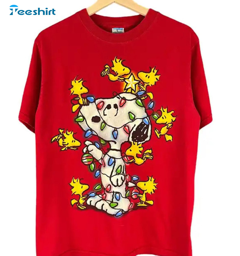 Christmas Snoopy Sweatshirt - Funny Snoopy Vintage Short Sleeve Crewneck