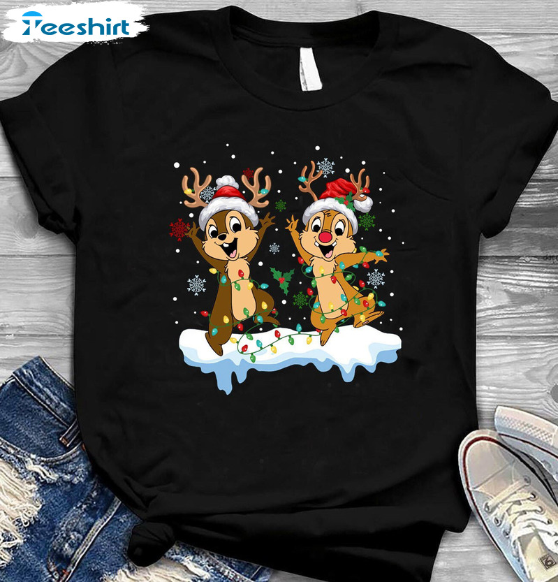 Disney Chip And Dale Christmas Shirt - Christmas Couples Short Sleeve Unisex Hoodie
