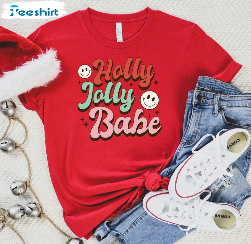 Holly Jolly Babe Shirt - Xmas Retro Unisex Hoodie Tee Tops