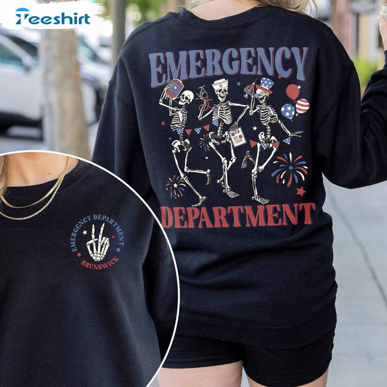 Unique Er Nurse Unisex Hoodie, New Rare Emergency Department 4th Of July Shirt Long Sleeve