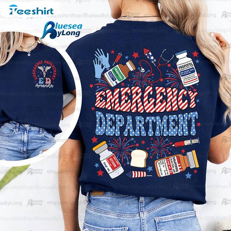 Fourth July Unisex T Shirt , Creative Emergency Department 4th Of July Shirt Long Sleeve