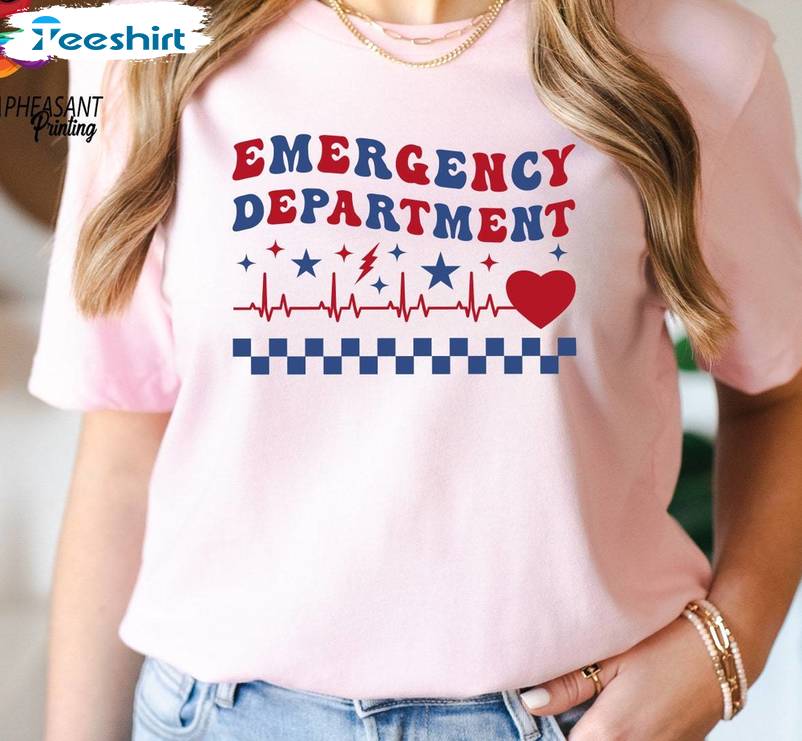 American Cool Design Unisex Hoodie, Groovy Emergency Department 4th Of July Shirt Tank Top