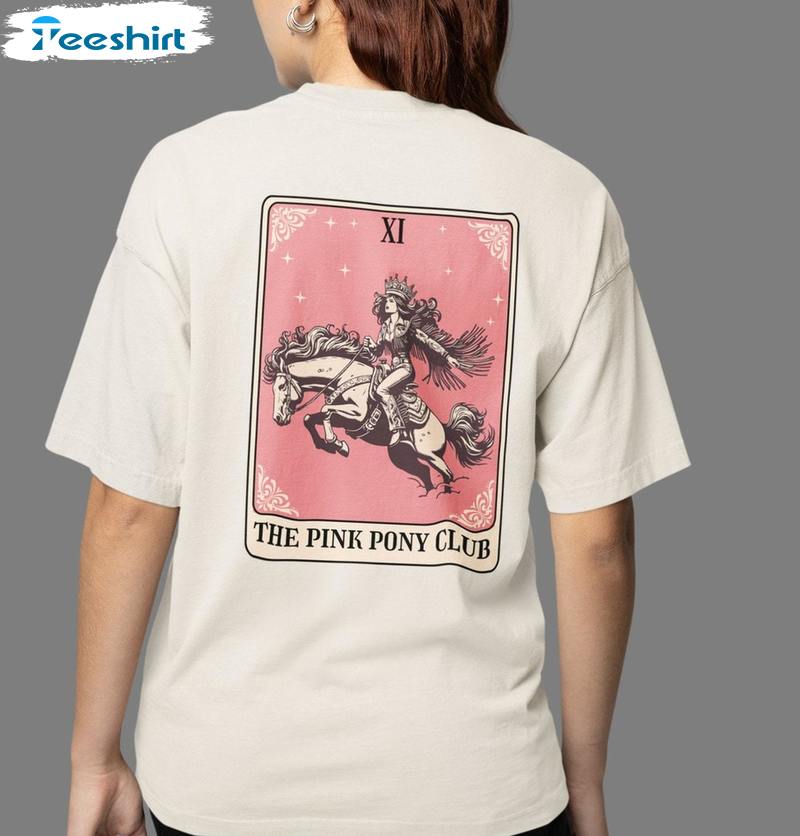 Tarot Card Cowgirl Tour Unisex Hoodie, Groovy Pink Pony Club Shirt Long Sleeve