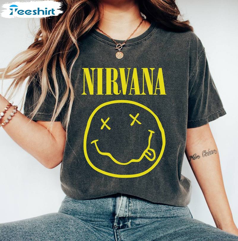 New Rare Nirvana Shirt, Trendy Nirvana Smile Face T Shirt Unisex Hoodie