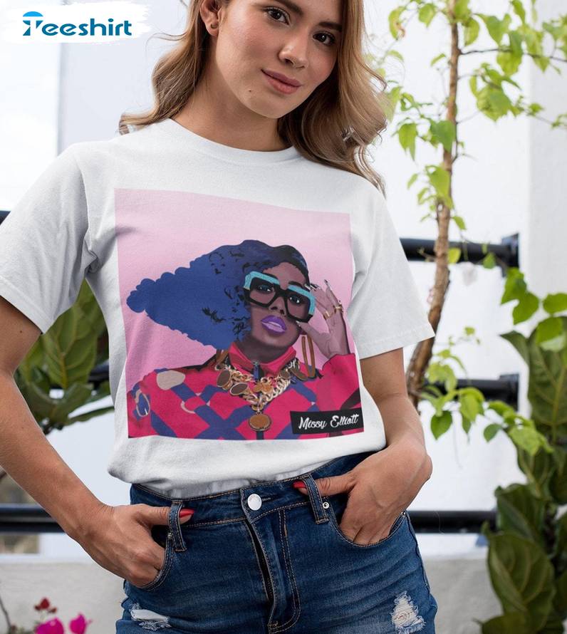 New Rare Missy Elliott Shirt, Cool Design Unisex Hoodie Short Sleeve For Music Lover