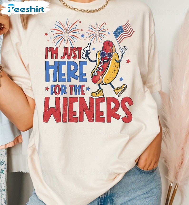 Must Have 4th Of July Unisex Hoodie, New Rare Just Here For The Wieners Shirt Long Sleeve