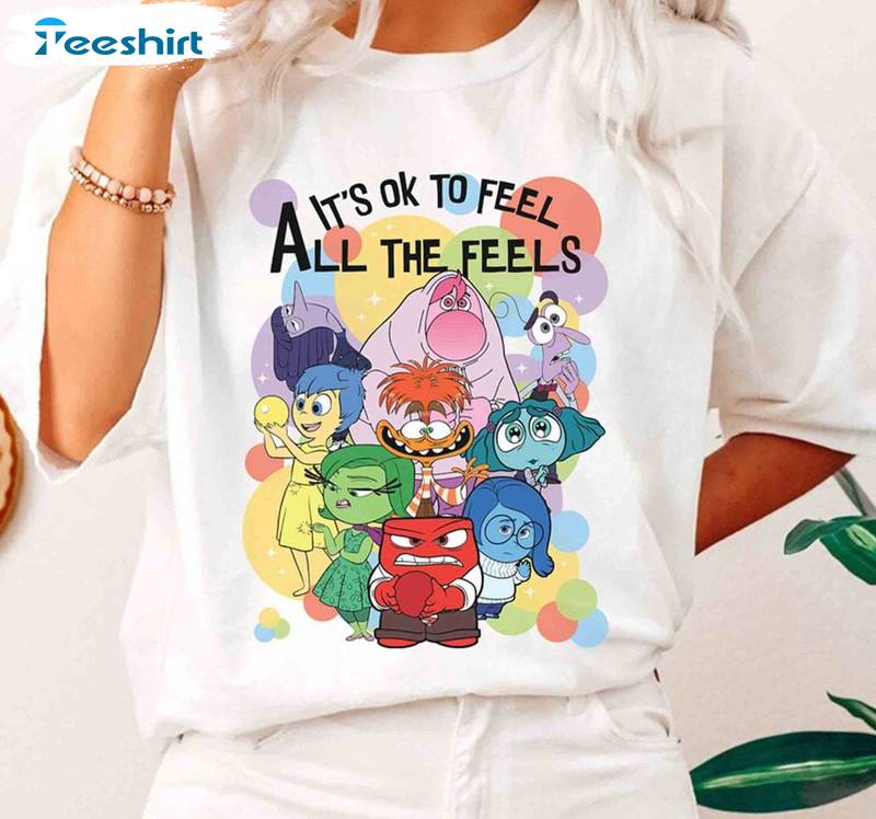 Disney Inside Out Unisex T Shirt , New Rare It's Okay To Feel All The Feels Shirt Tank Top