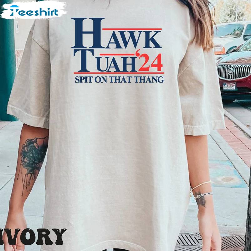 Hawk Tuah Spit On That Thang Cool Design Shirt, Funny Meme Girl Long Sleeve Sweater