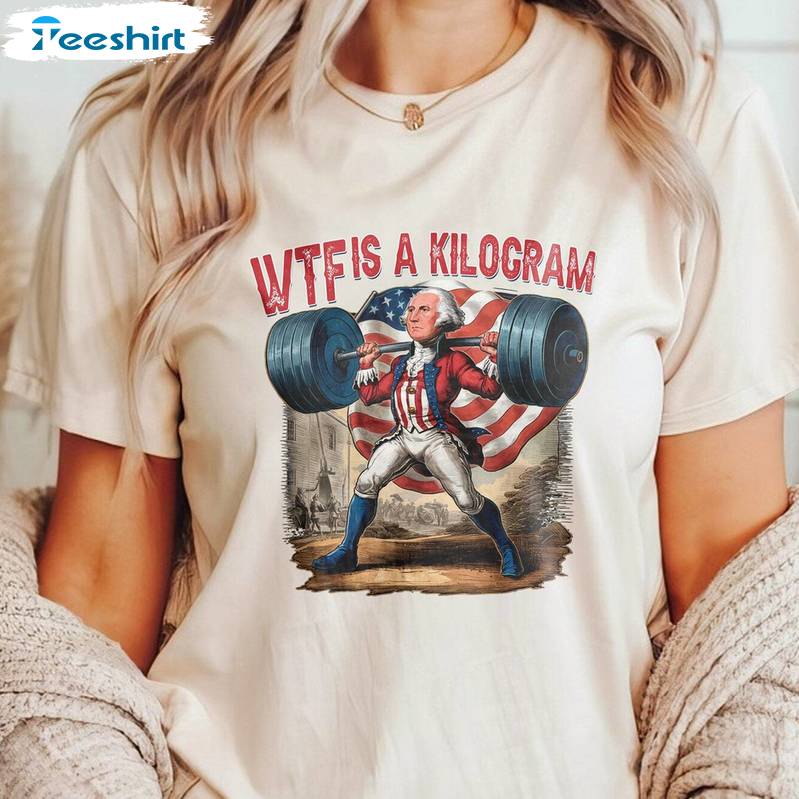 Funny George Washington Long Sleeve , Trendy Wtf Is A Kilometer Meme Shirt Tank Top