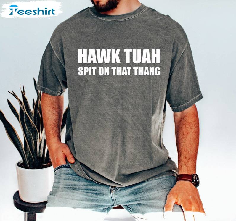 Funny Hawktuah Sweatshirt , Groovy Hawk Tuah Spit On That Thang Shirt Long Sleeve