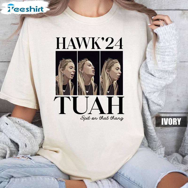 Comfort Color Hawk Tuah Spit On That Hang Shirt, Hawk Tuah 24 Unisex Hoodie Long Sleeve