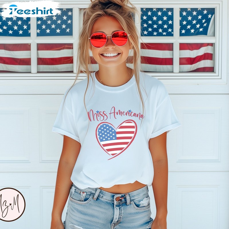 Miss Americana Inspirational Shirt, Independence Day Short Sleeve Crewneck