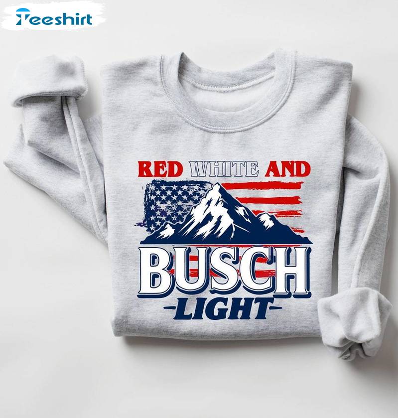 Vintage Red White And Busch Light Shirt, Groovy 4th Of July Party Sweater Hoodie