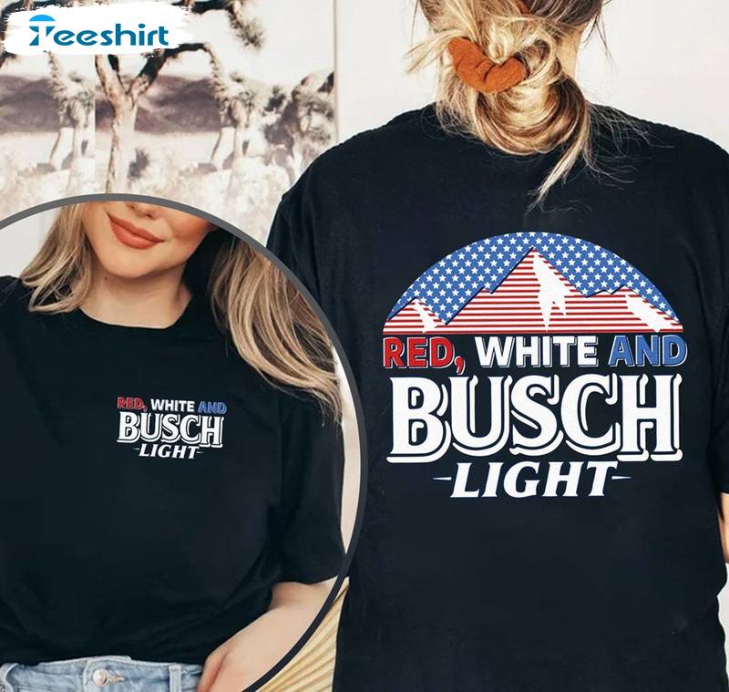 Funny 4th Of July Unisex Hoodie, New Rare Red White And Busch Light Shirt Long Sleeve