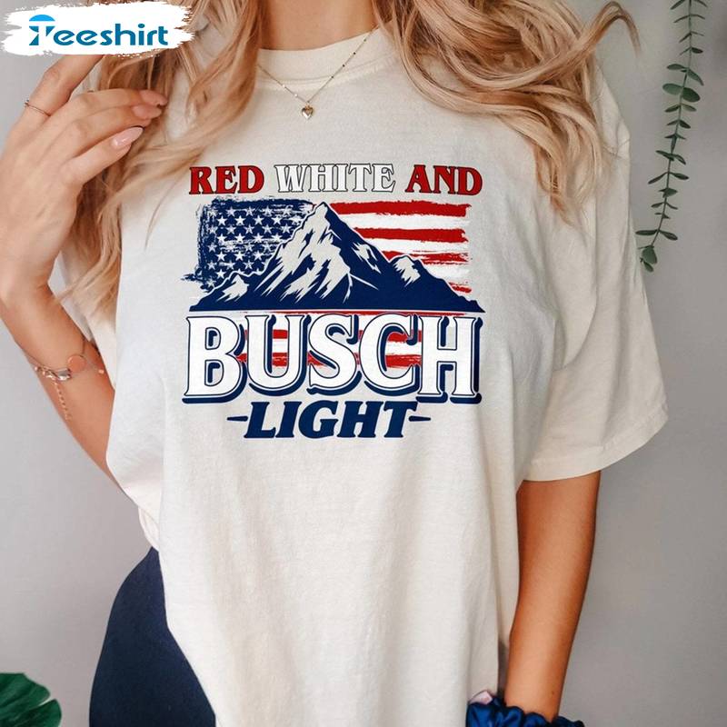 Red White And Busch Light Limited Shirt, Cool Design Independence Day Long Sleeve Sweater